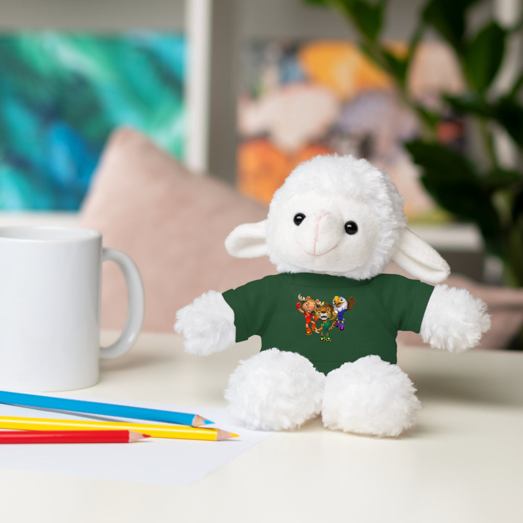 Adorable animal de peluche con camiseta personalizada, regalo tierno para niños.