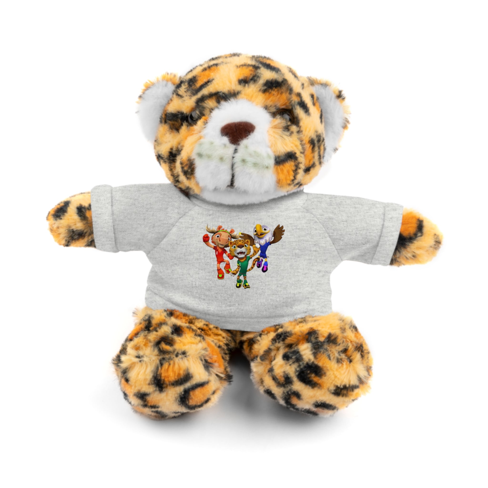 Adorable animal de peluche con camiseta personalizada, regalo tierno para niños.