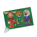 Rompecabezas de animales deportivos para niños, divertido juego familiar.
