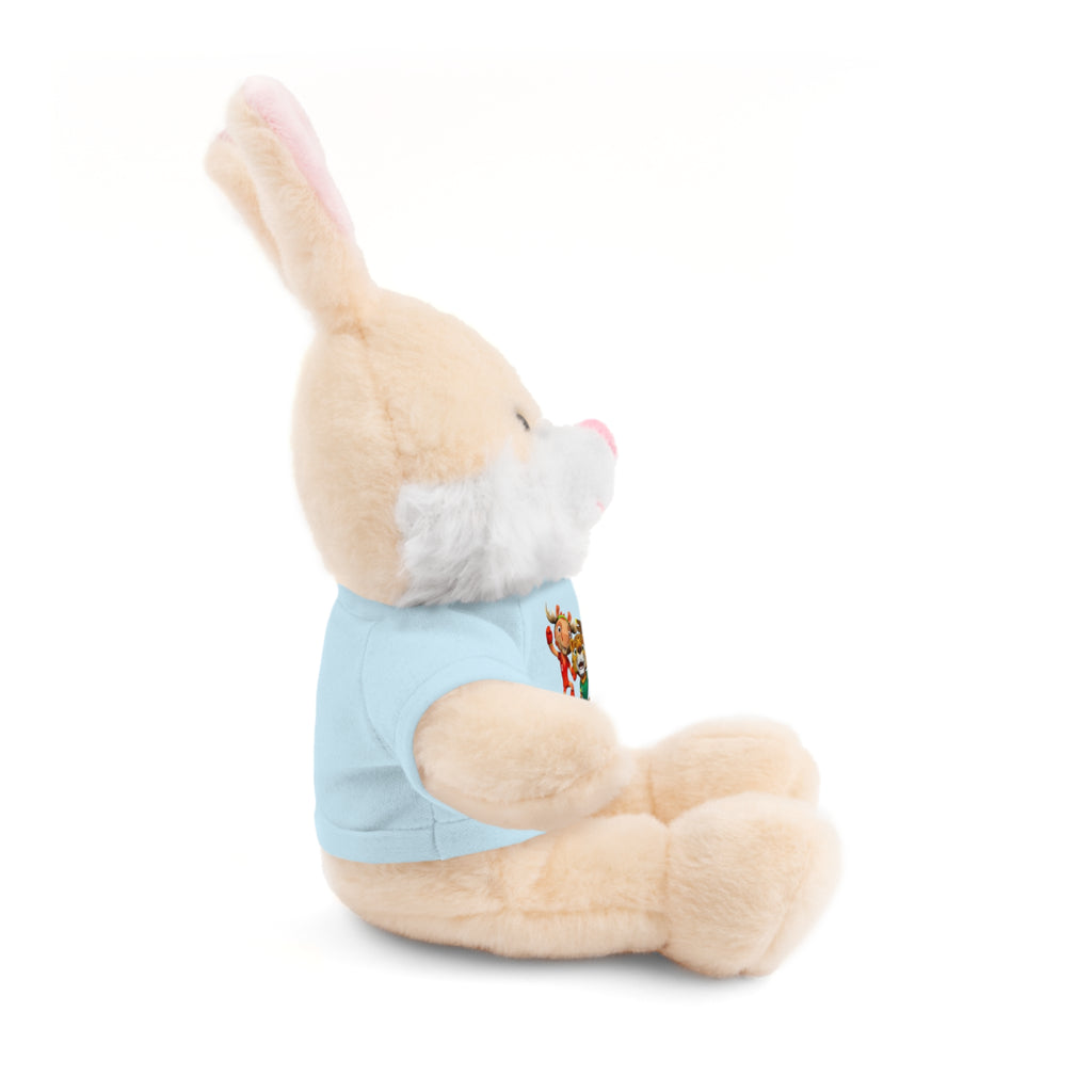 Adorable animal de peluche con camiseta personalizada, regalo tierno para niños.