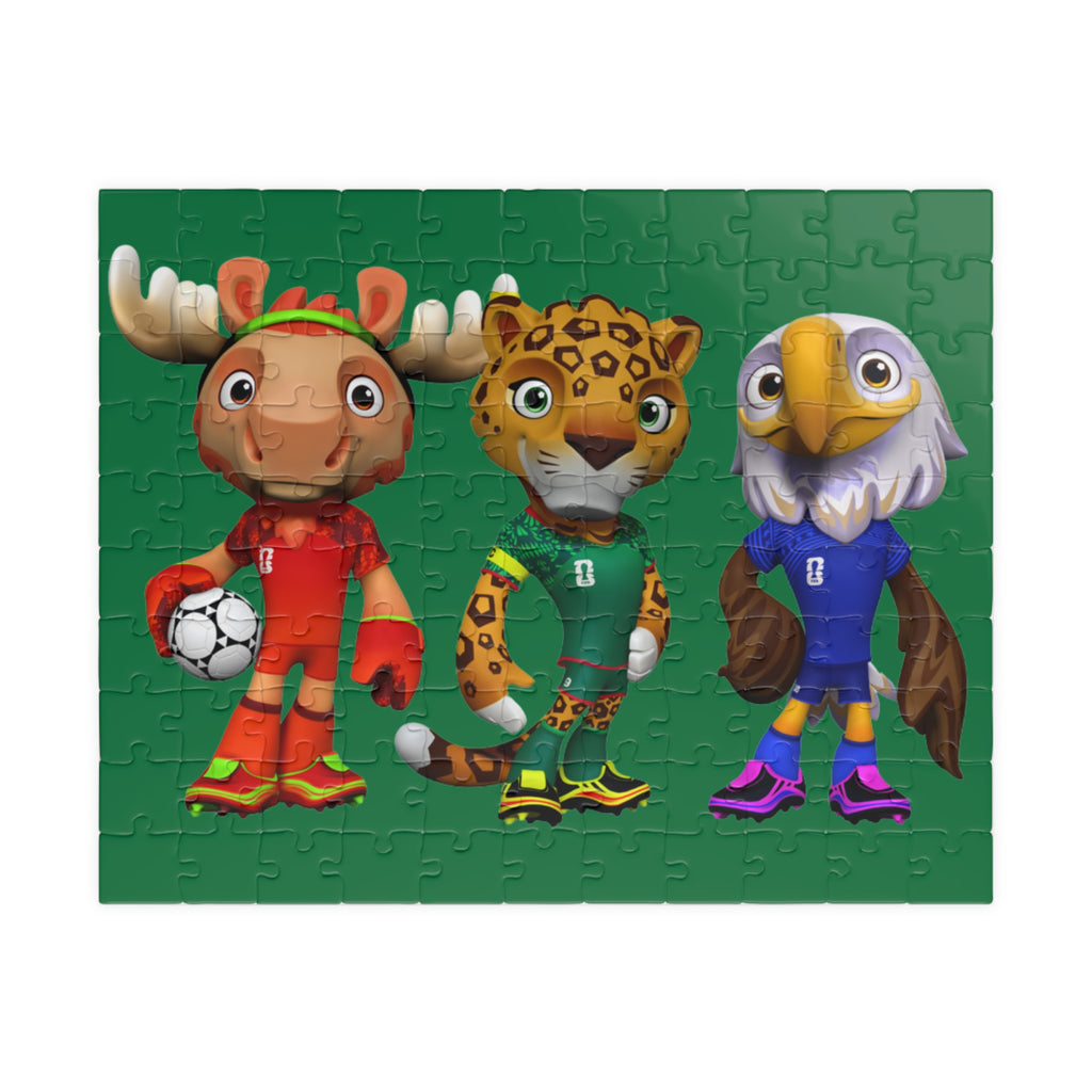 Rompecabezas de animales deportivos para niños, divertido juego familiar.