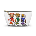 Bolsa de accesorios con mascota de fútbol. Neceser con base plana para aficionados y niños