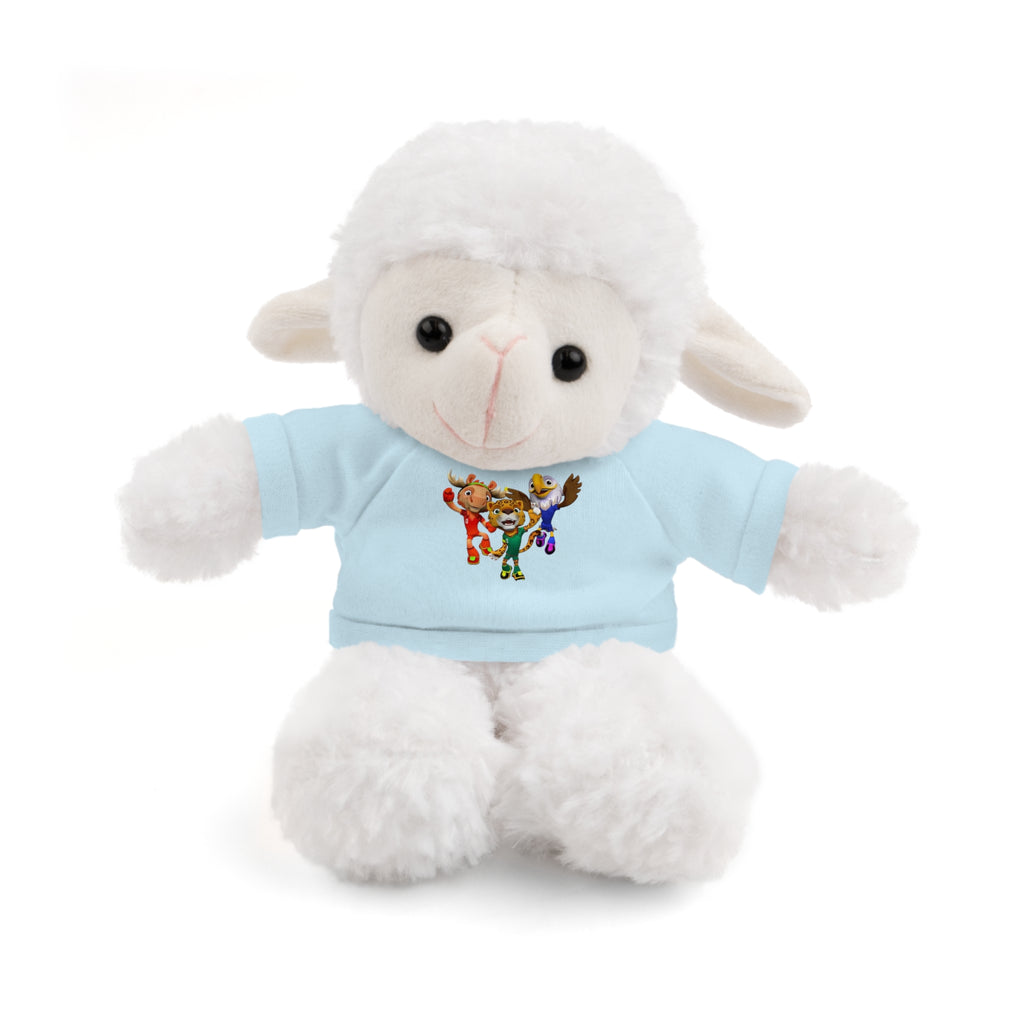 Adorable animal de peluche con camiseta personalizada, regalo tierno para niños.