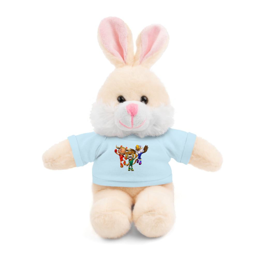 Adorable animal de peluche con camiseta personalizada, regalo tierno para niños.