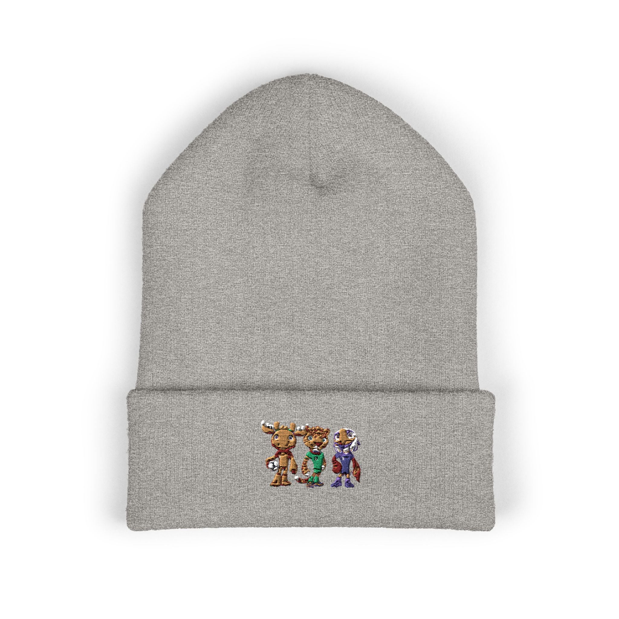 Gorro con las mascotas del Futbol. Gorro con vuelta bordado.