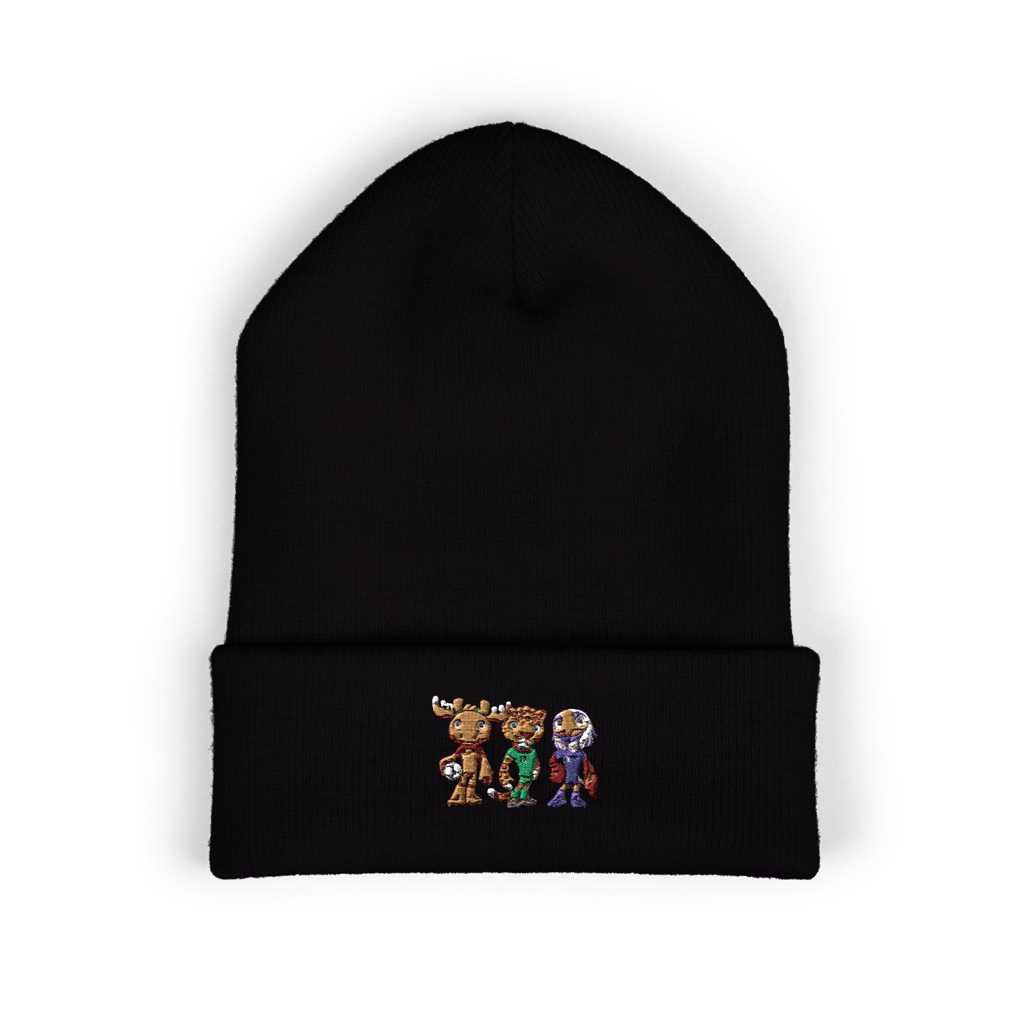 Gorro con las mascotas del Futbol. Gorro con vuelta bordado.