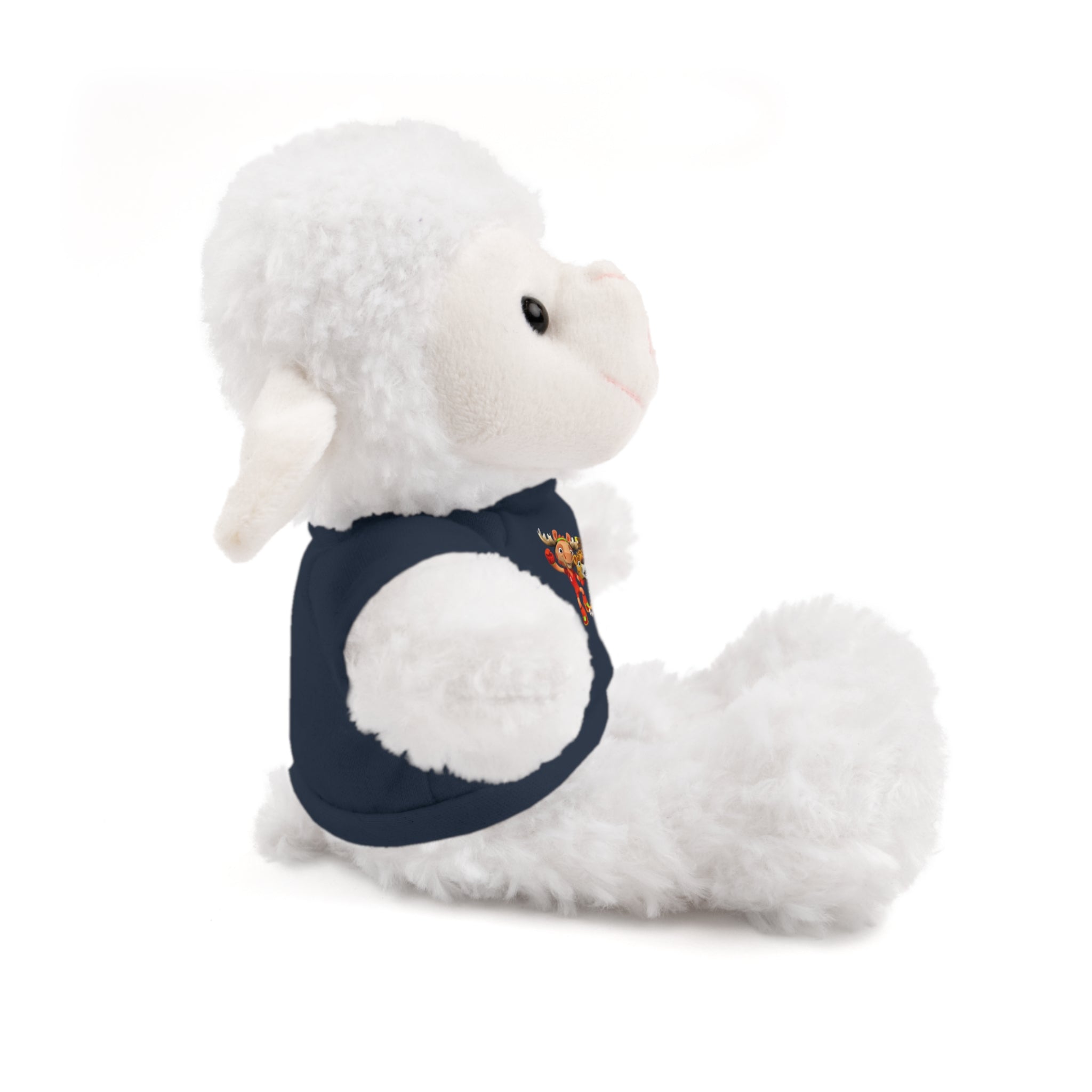 Adorable animal de peluche con camiseta personalizada, regalo tierno para niños.