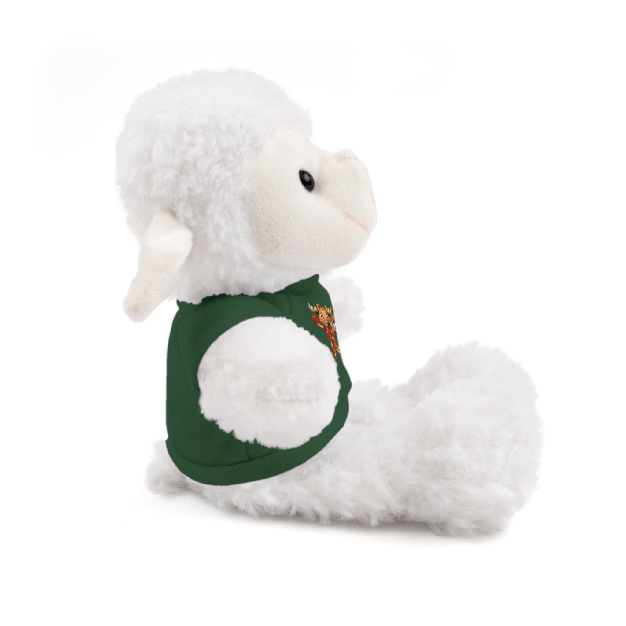 Adorable animal de peluche con camiseta personalizada, regalo tierno para niños.