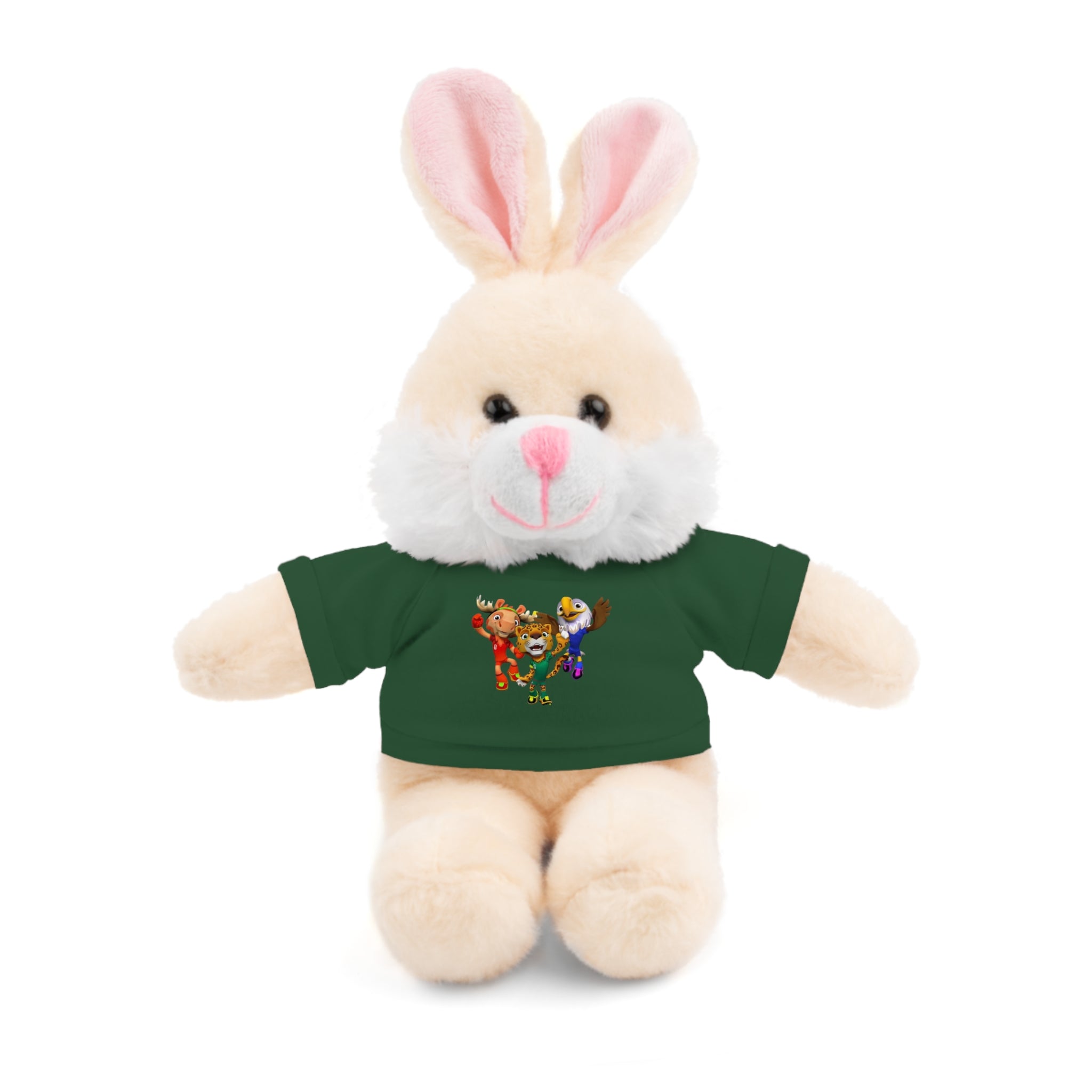 Adorable animal de peluche con camiseta personalizada, regalo tierno para niños.