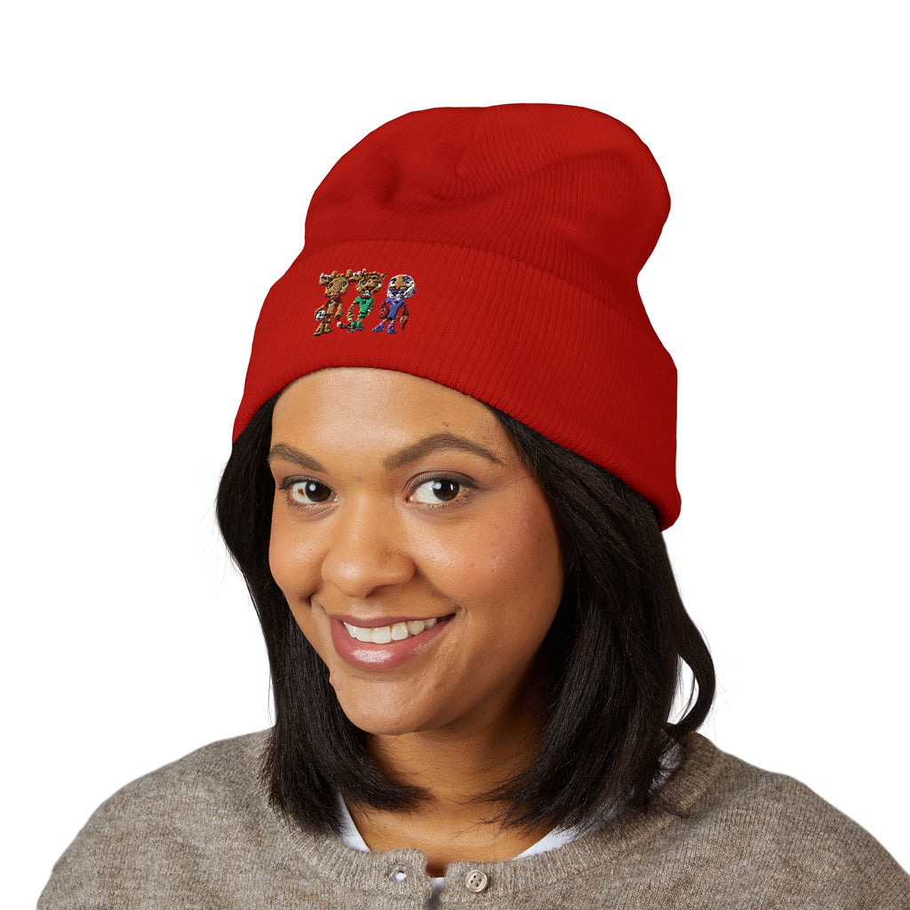 Gorro con las mascotas del Futbol. Gorro con vuelta bordado.