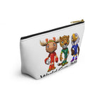 Bolsa de accesorios con mascota de fútbol. Neceser con base plana para aficionados y niños