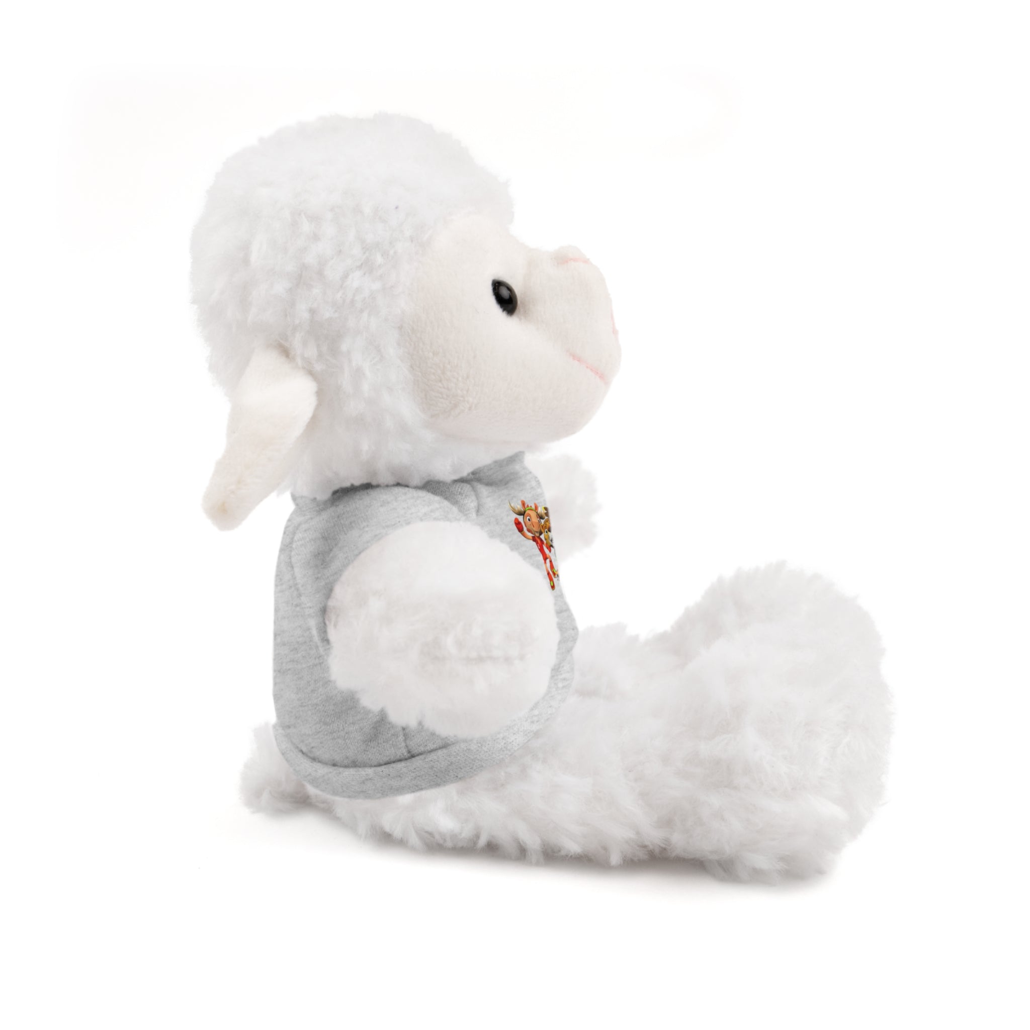 Adorable animal de peluche con camiseta personalizada, regalo tierno para niños.