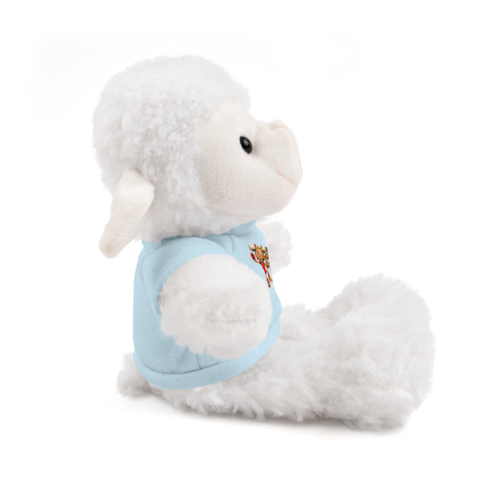 Adorable animal de peluche con camiseta personalizada, regalo tierno para niños.