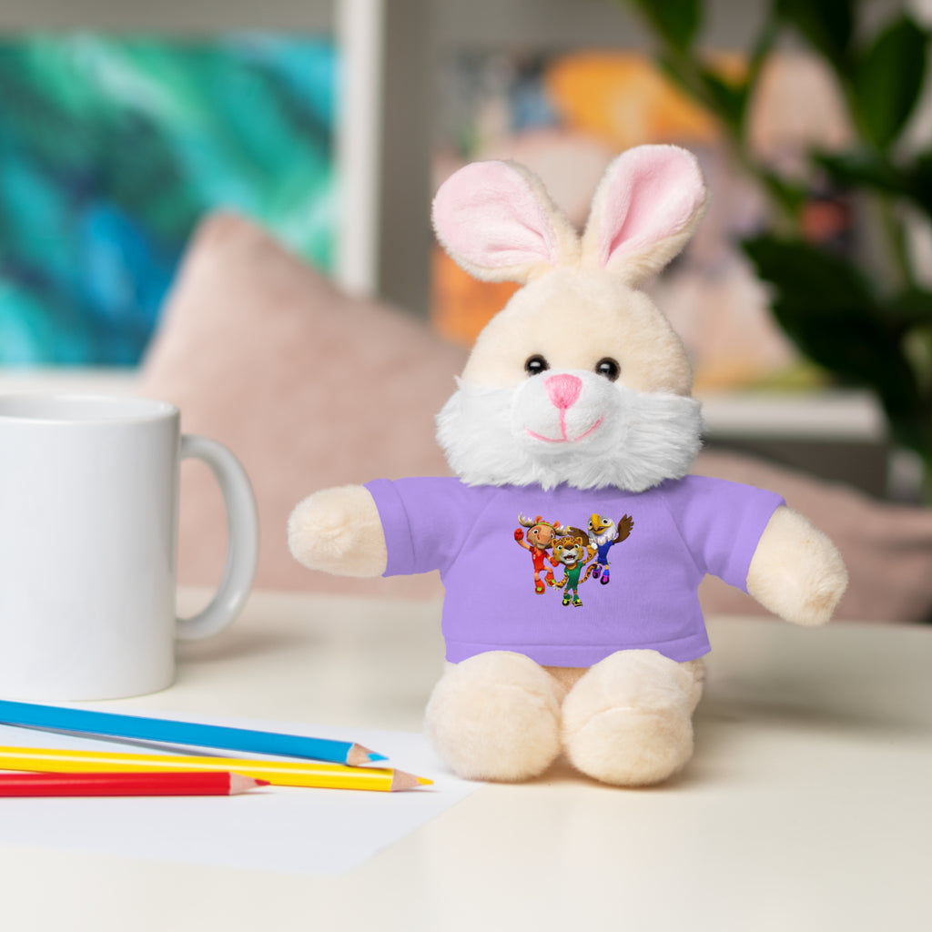 Adorable animal de peluche con camiseta personalizada, regalo tierno para niños.