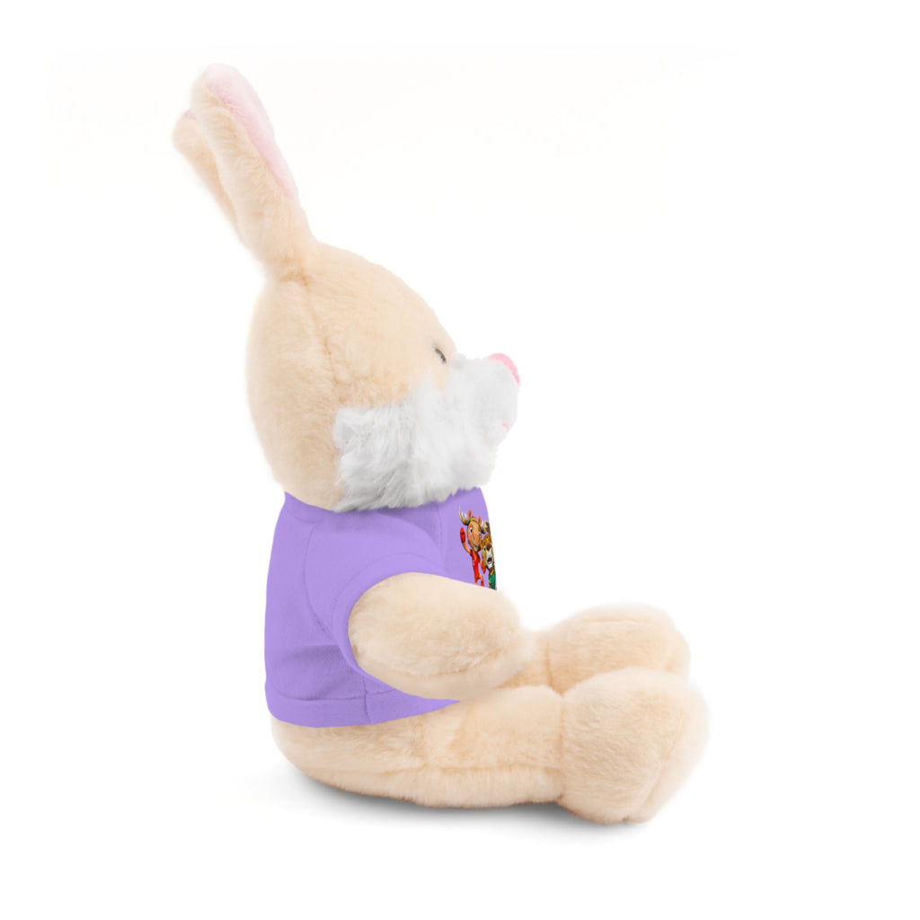 Adorable animal de peluche con camiseta personalizada, regalo tierno para niños.