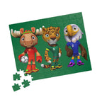 Rompecabezas de animales deportivos para niños, divertido juego familiar.