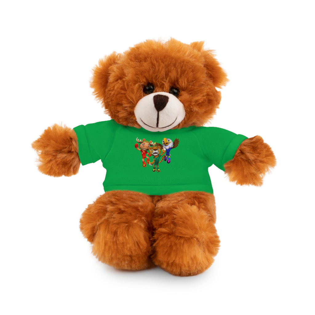 Adorable animal de peluche con camiseta personalizada, regalo tierno para niños.