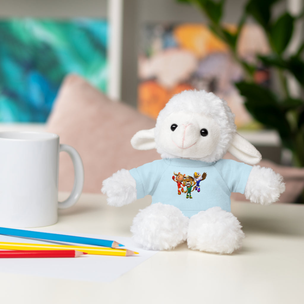 Adorable animal de peluche con camiseta personalizada, regalo tierno para niños.