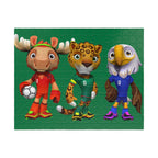 Rompecabezas de animales deportivos para niños, divertido juego familiar.