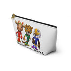 Bolsa de accesorios con mascota de fútbol. Neceser con base plana para aficionados y niños