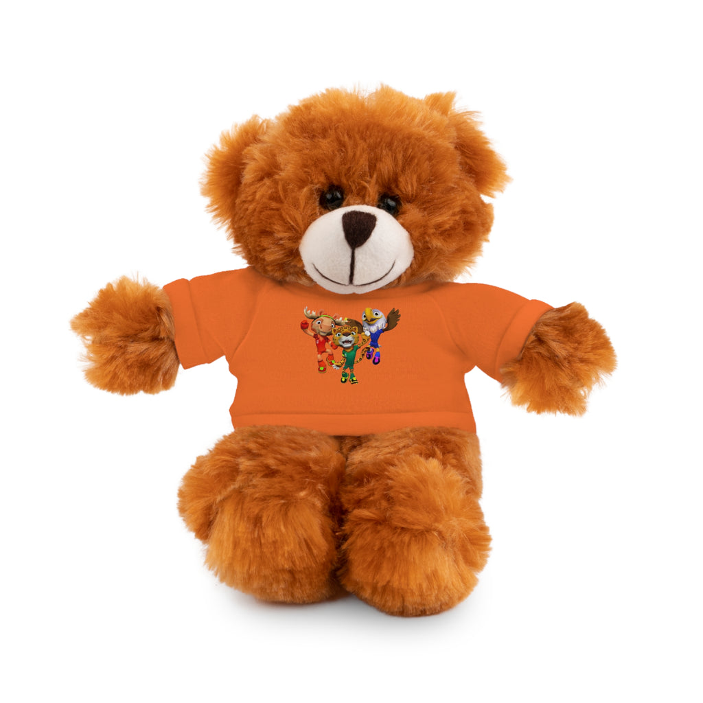 Adorable animal de peluche con camiseta personalizada, regalo tierno para niños.