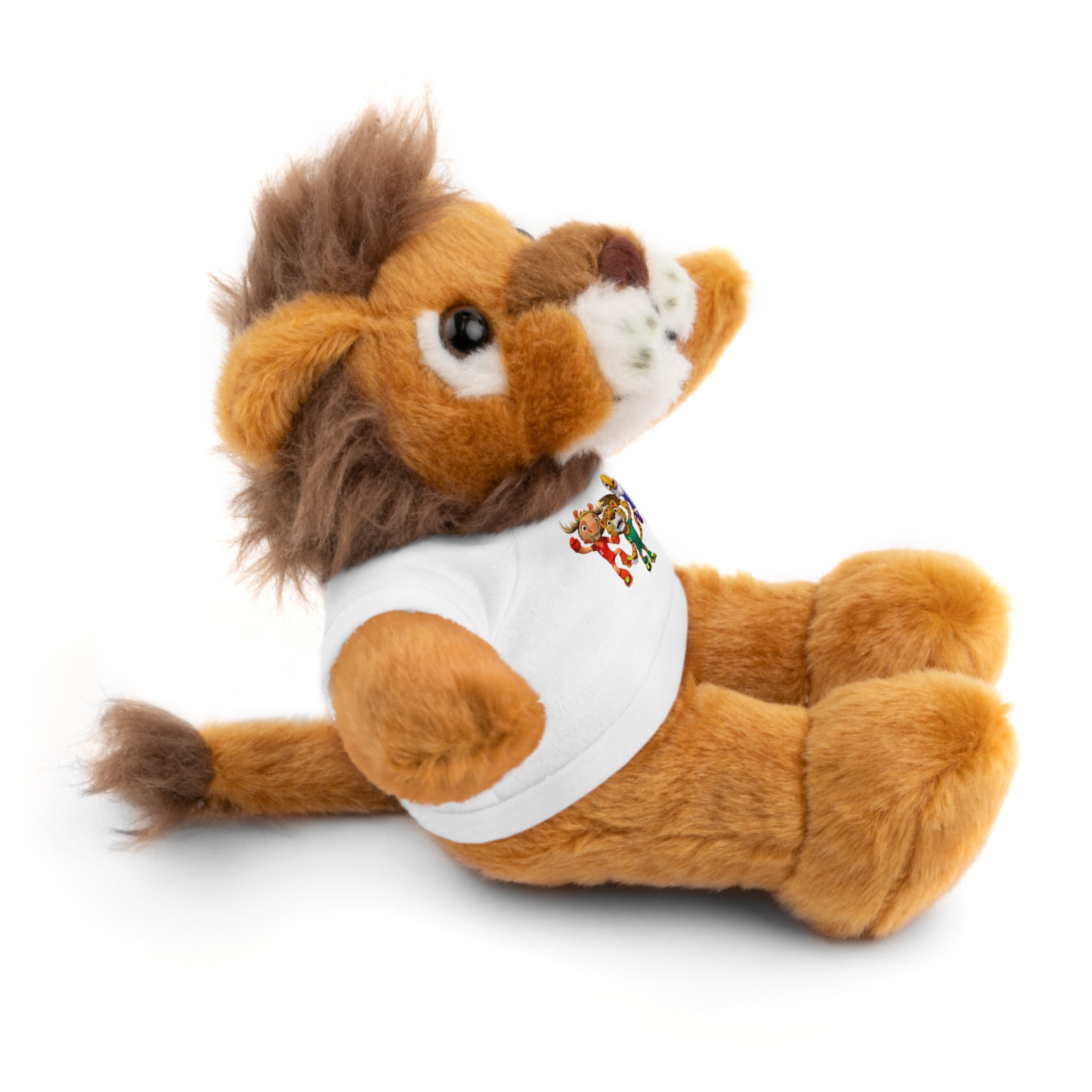 Adorable animal de peluche con camiseta personalizada, regalo tierno para niños.