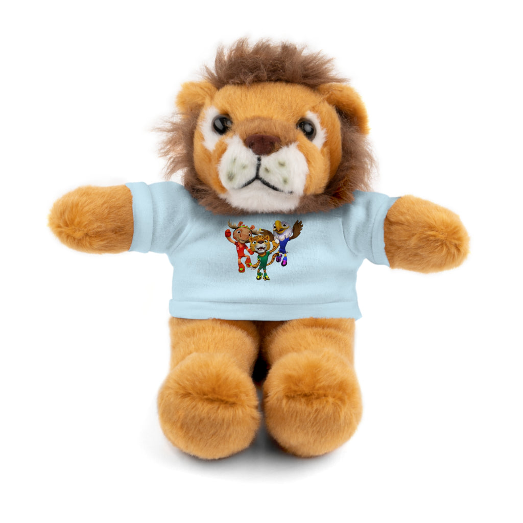 Adorable animal de peluche con camiseta personalizada, regalo tierno para niños.