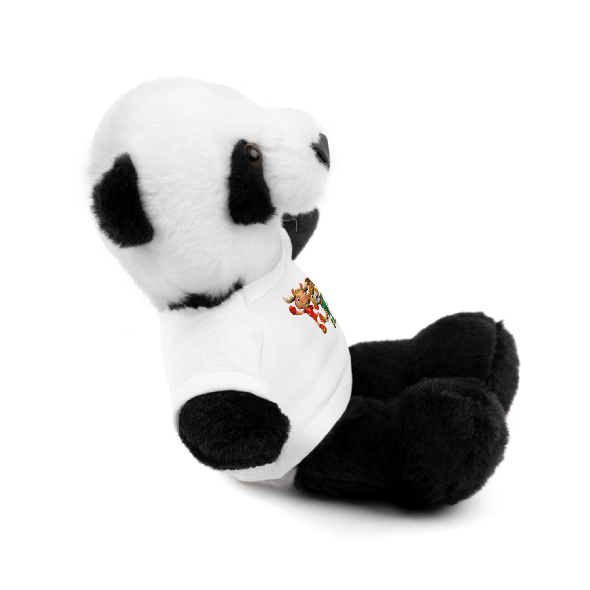 Adorable animal de peluche con camiseta personalizada, regalo tierno para niños.