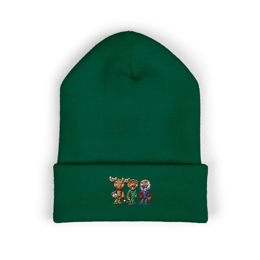 Gorro con las mascotas del Futbol. Gorro con vuelta bordado.