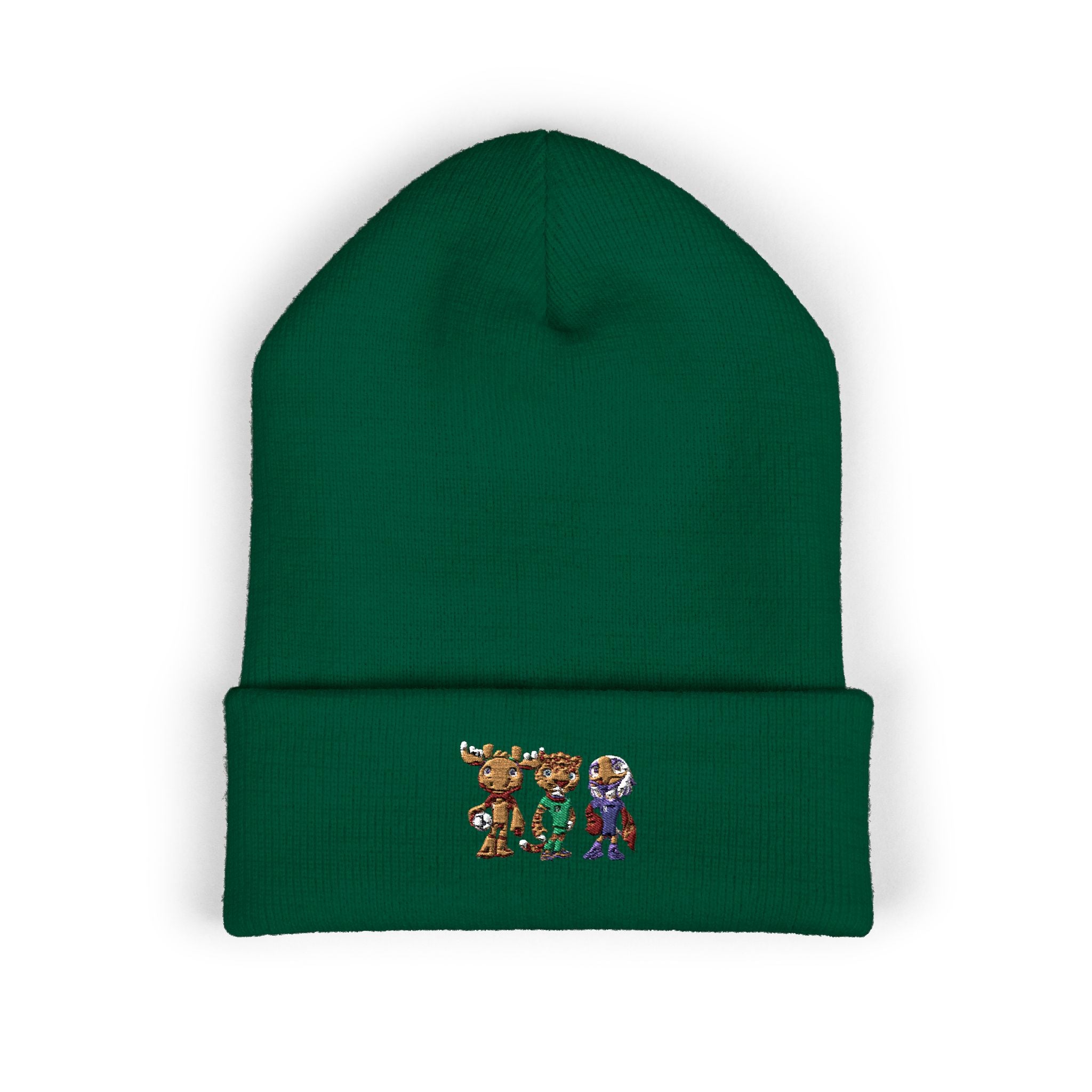 Gorro con las mascotas del Futbol. Gorro con vuelta bordado.