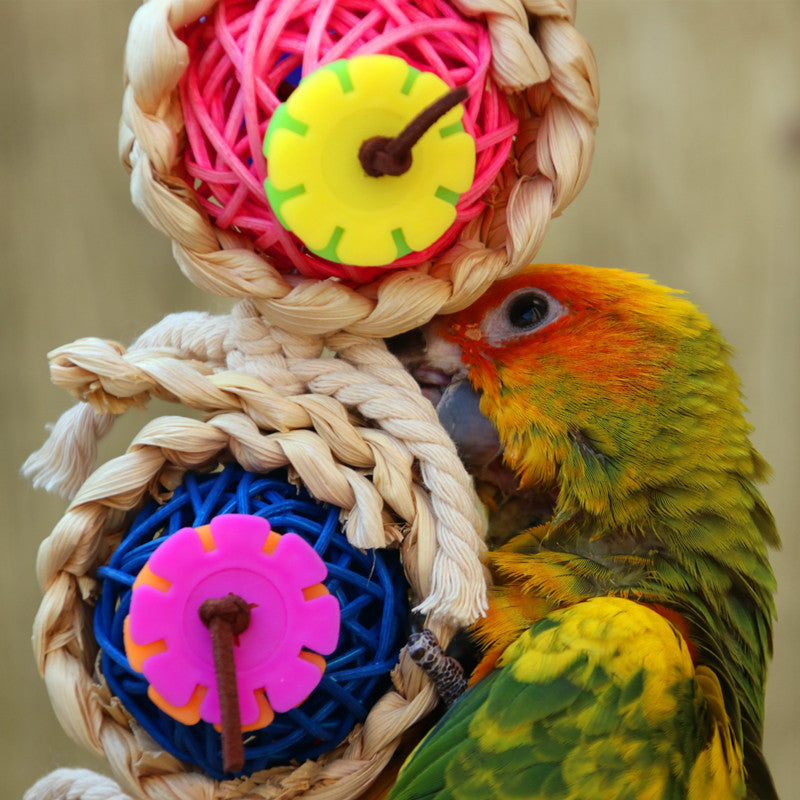 Juguete para pájaros, para morder, cuerda retorcida de vid natural.