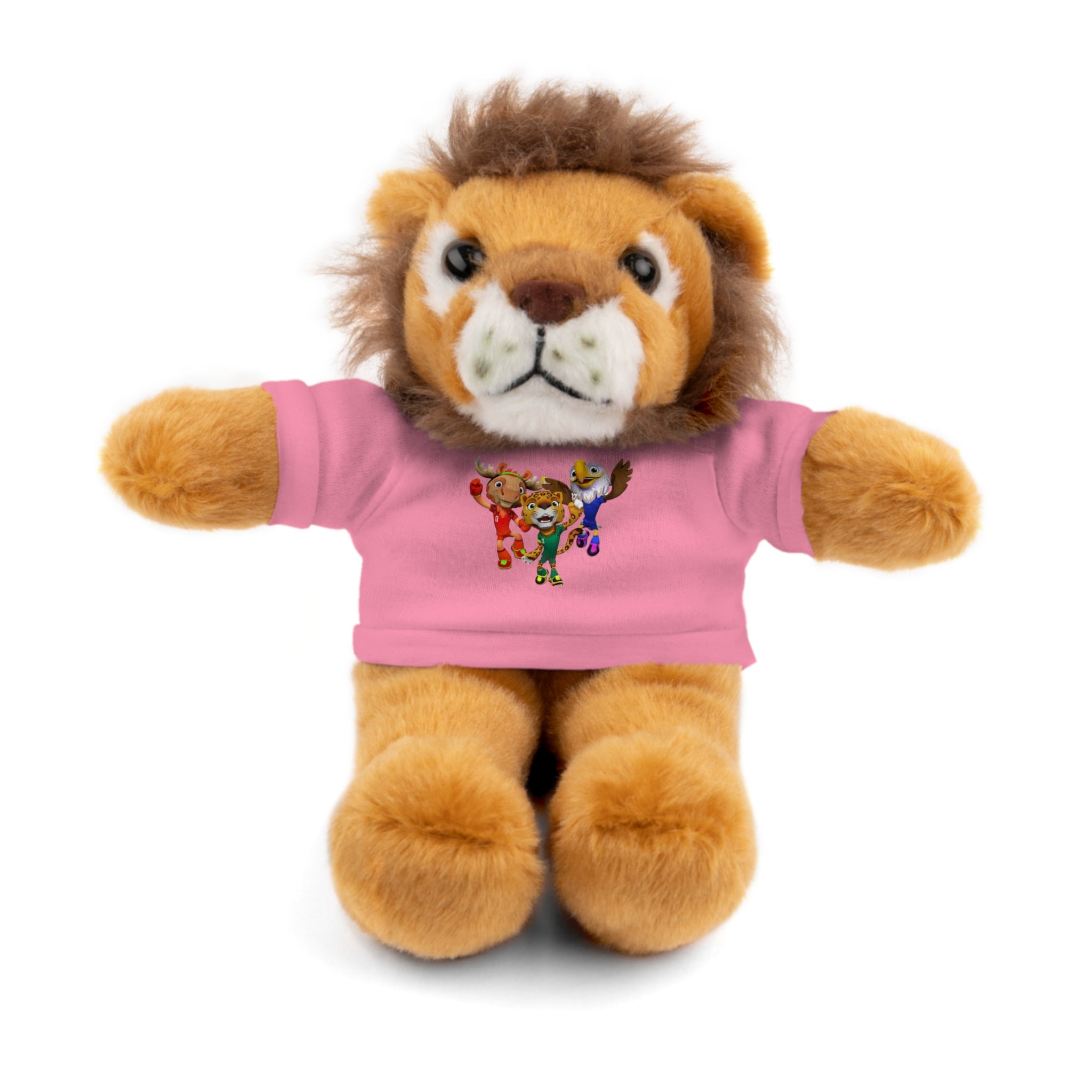Adorable animal de peluche con camiseta personalizada, regalo tierno para niños.