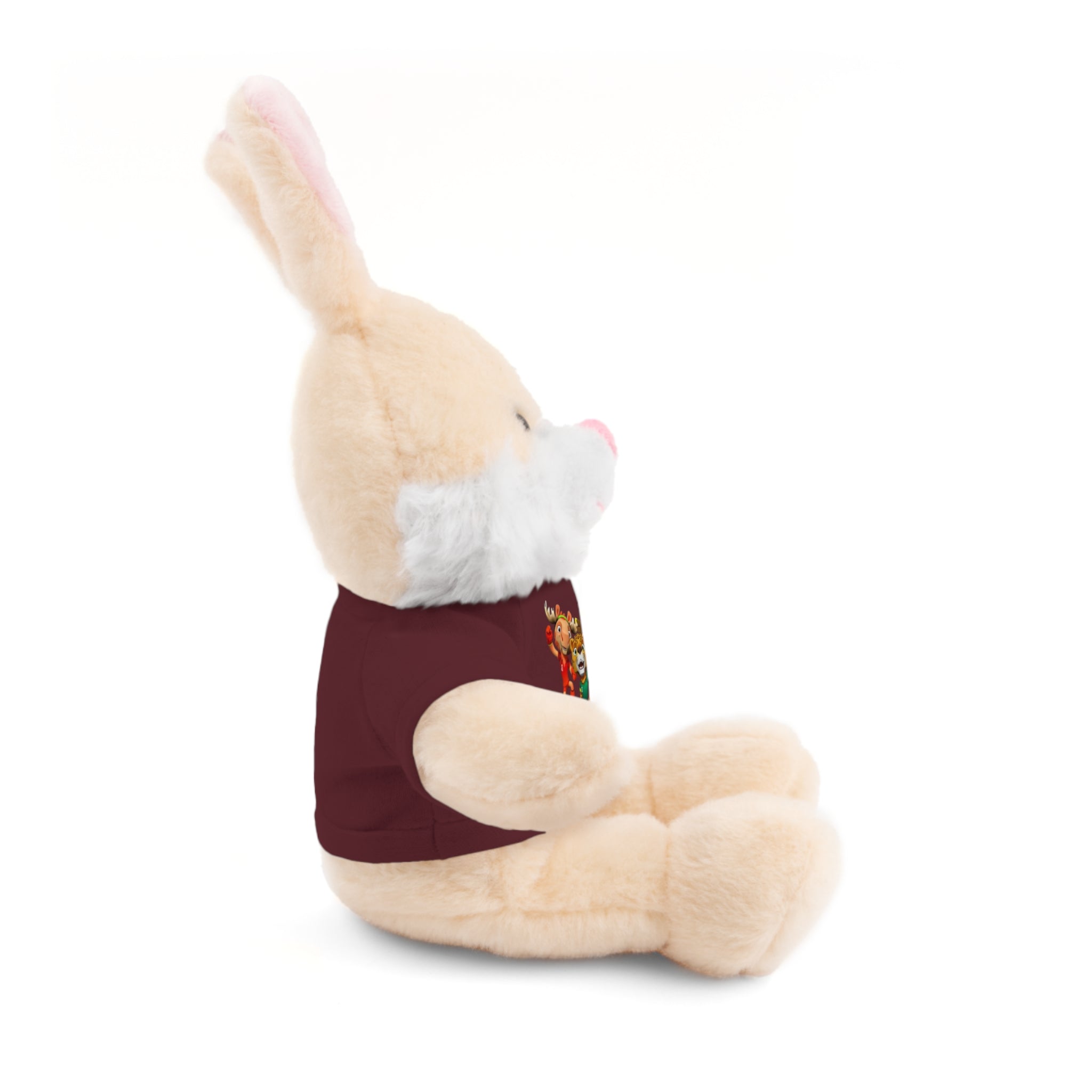 Adorable animal de peluche con camiseta personalizada, regalo tierno para niños.