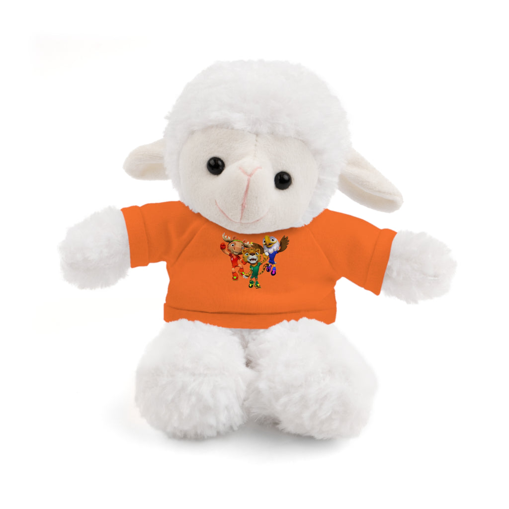 Adorable animal de peluche con camiseta personalizada, regalo tierno para niños.