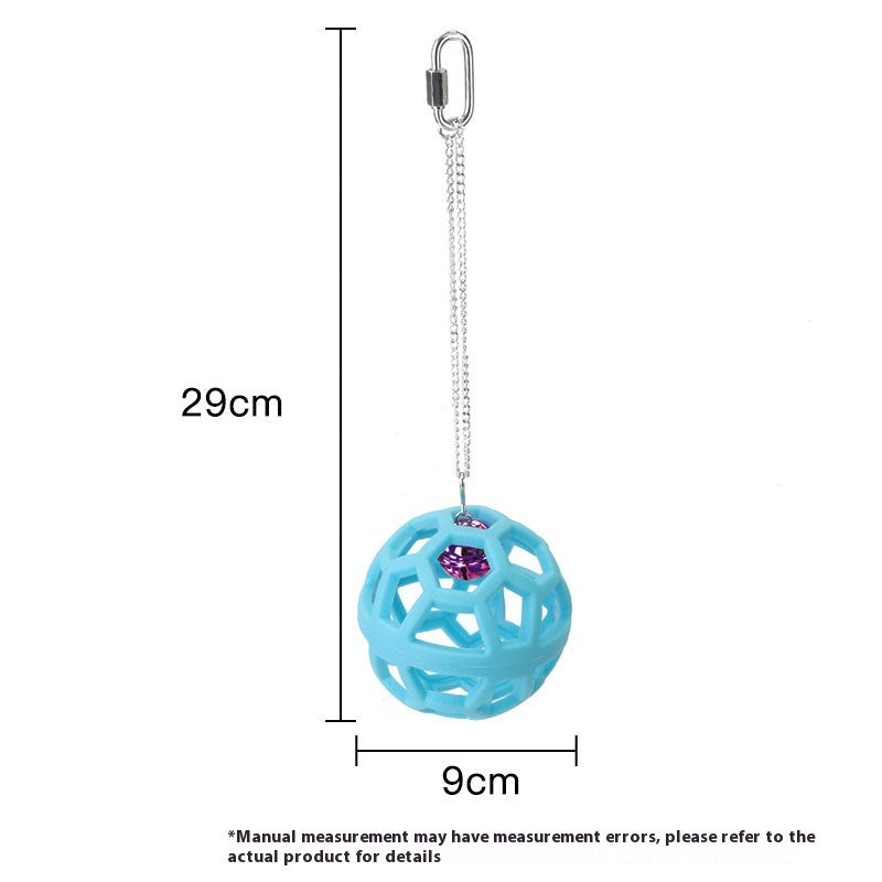 Bola de campana colgante de loro congestionada para aliviar la masticación. Molar de plástico.