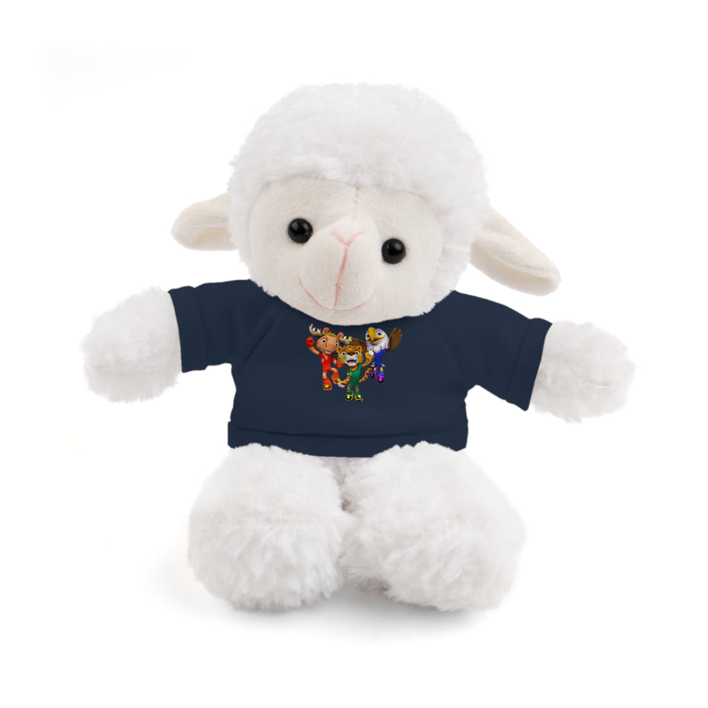 Adorable animal de peluche con camiseta personalizada, regalo tierno para niños.