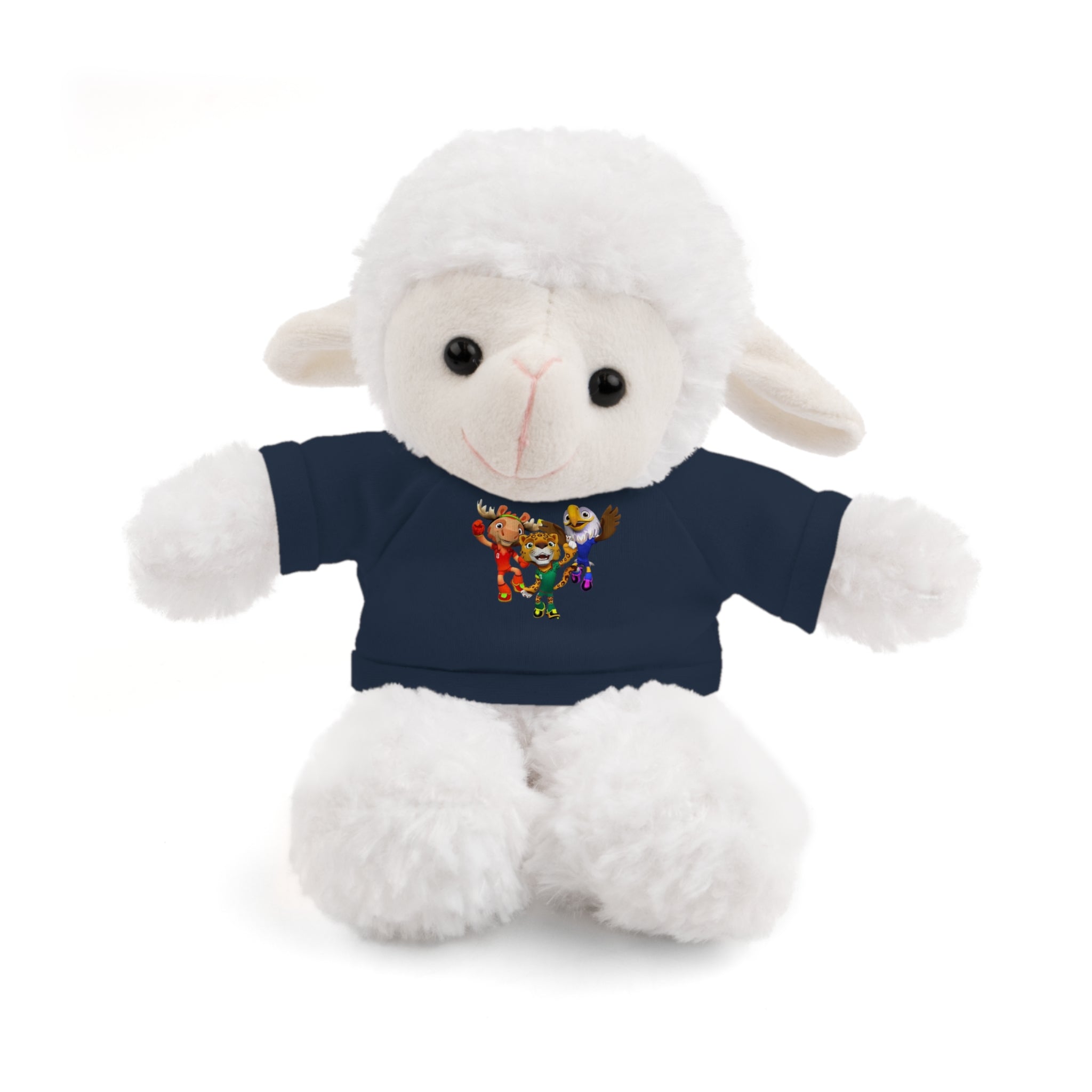 Adorable animal de peluche con camiseta personalizada, regalo tierno para niños.
