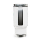 Taza de viaje de acero inoxidable vibrante, ecológica, ideal para café.
