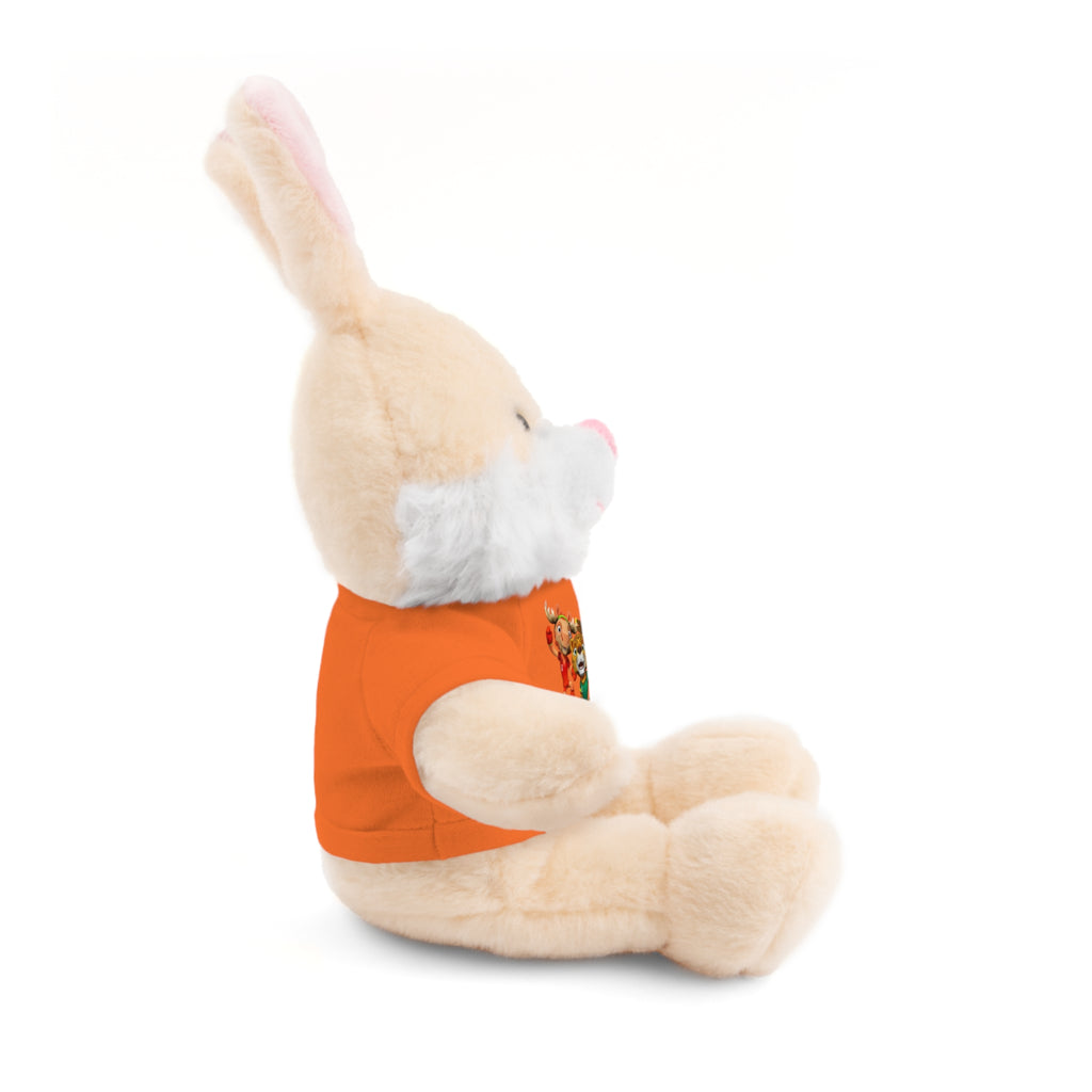 Adorable animal de peluche con camiseta personalizada, regalo tierno para niños.