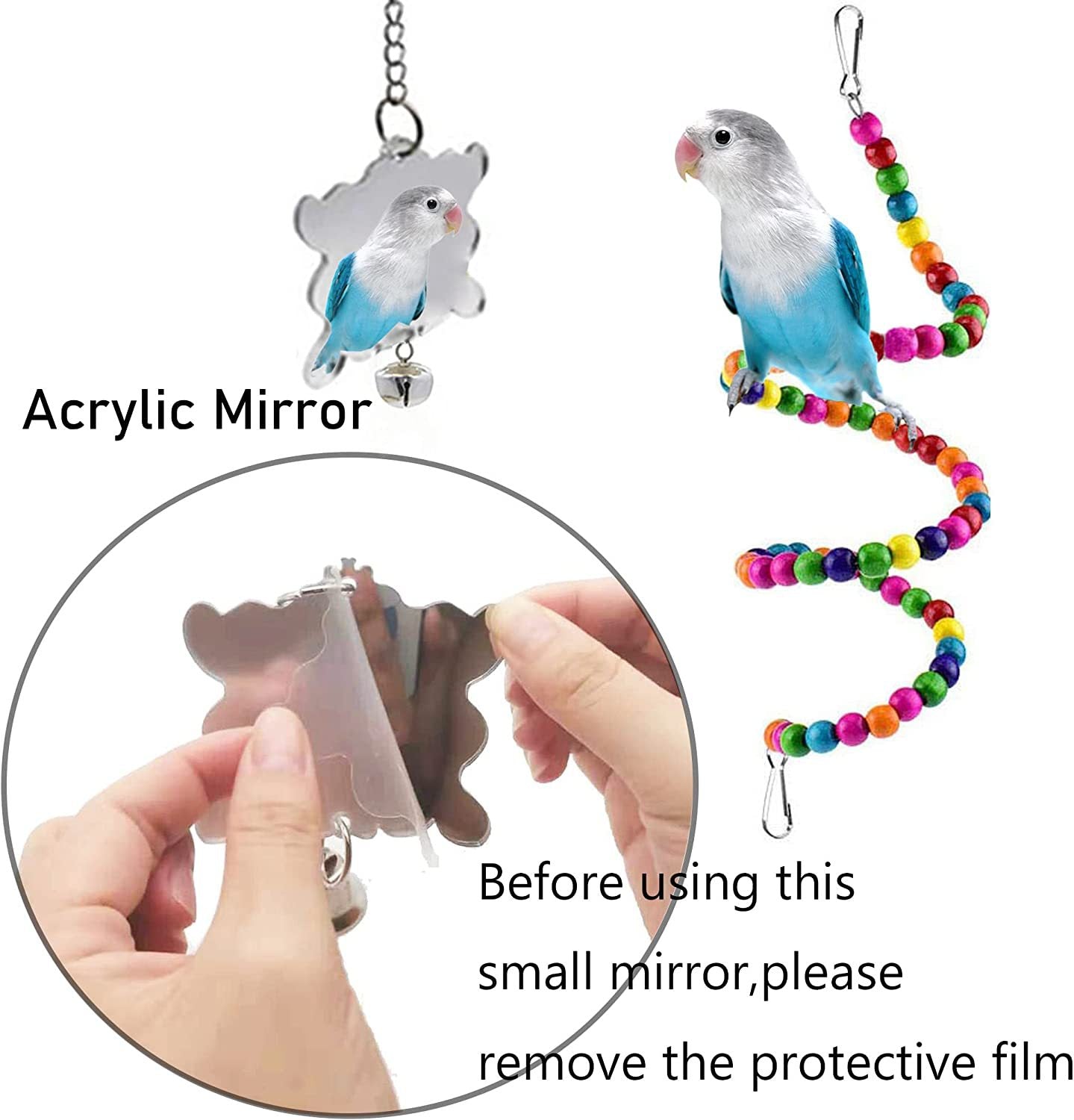 7 piezas de accesorios para jaulas de pájaros.