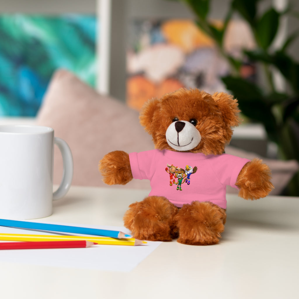 Adorable animal de peluche con camiseta personalizada, regalo tierno para niños.