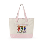 Bolso tote de lona con cremallera y trío de mascotas.