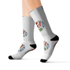 Calcetines de sublimación coloridos, Regalo divertido para amantes del deporte.