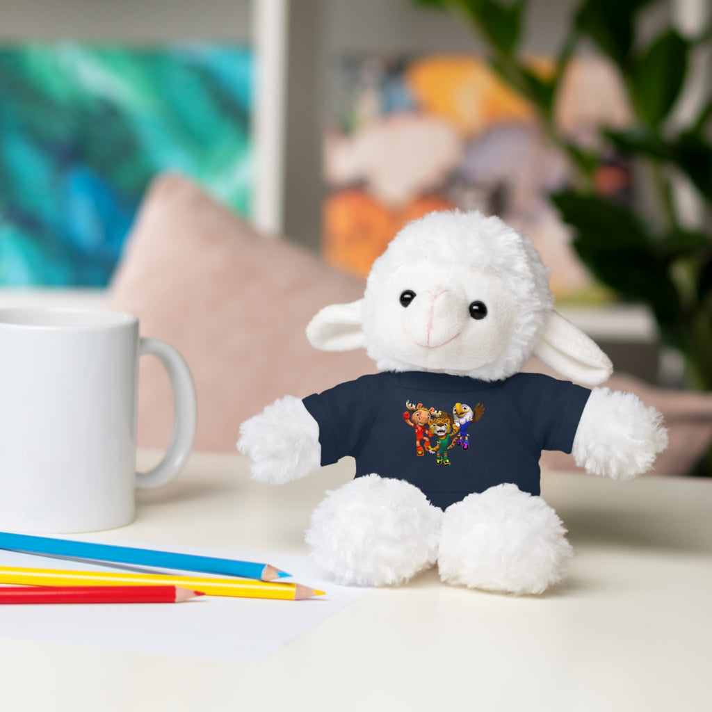 Adorable animal de peluche con camiseta personalizada, regalo tierno para niños.