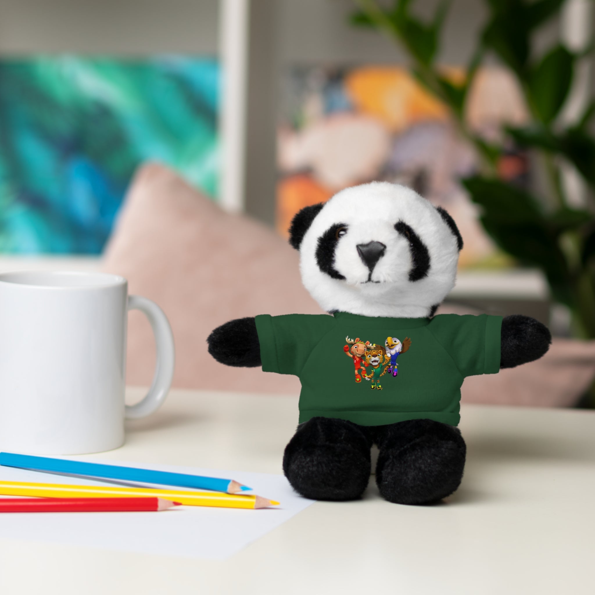 Adorable animal de peluche con camiseta personalizada, regalo tierno para niños.