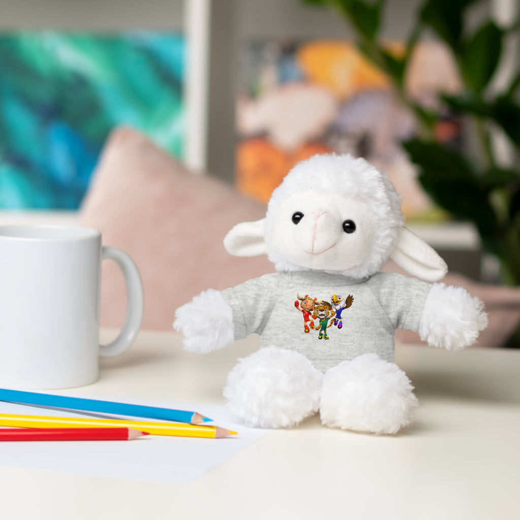 Adorable animal de peluche con camiseta personalizada, regalo tierno para niños.