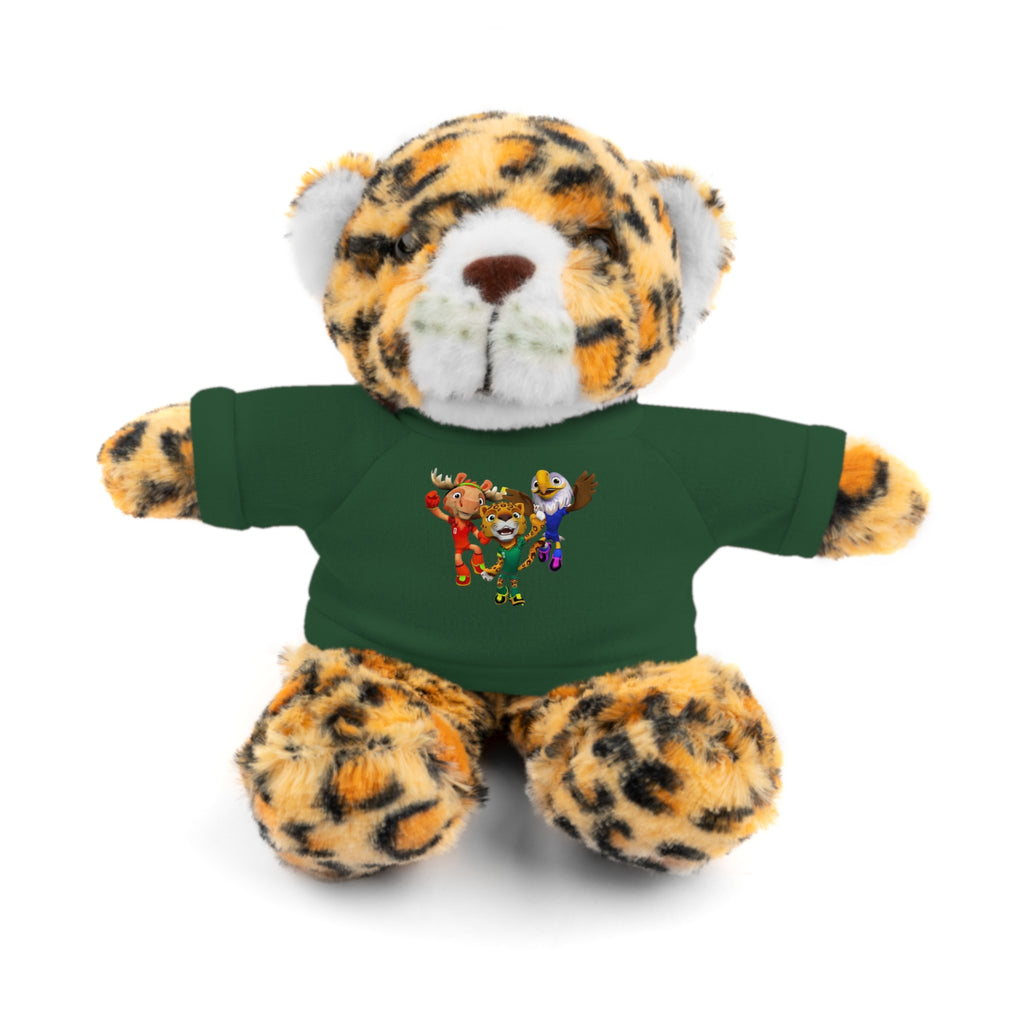 Adorable animal de peluche con camiseta personalizada, regalo tierno para niños.