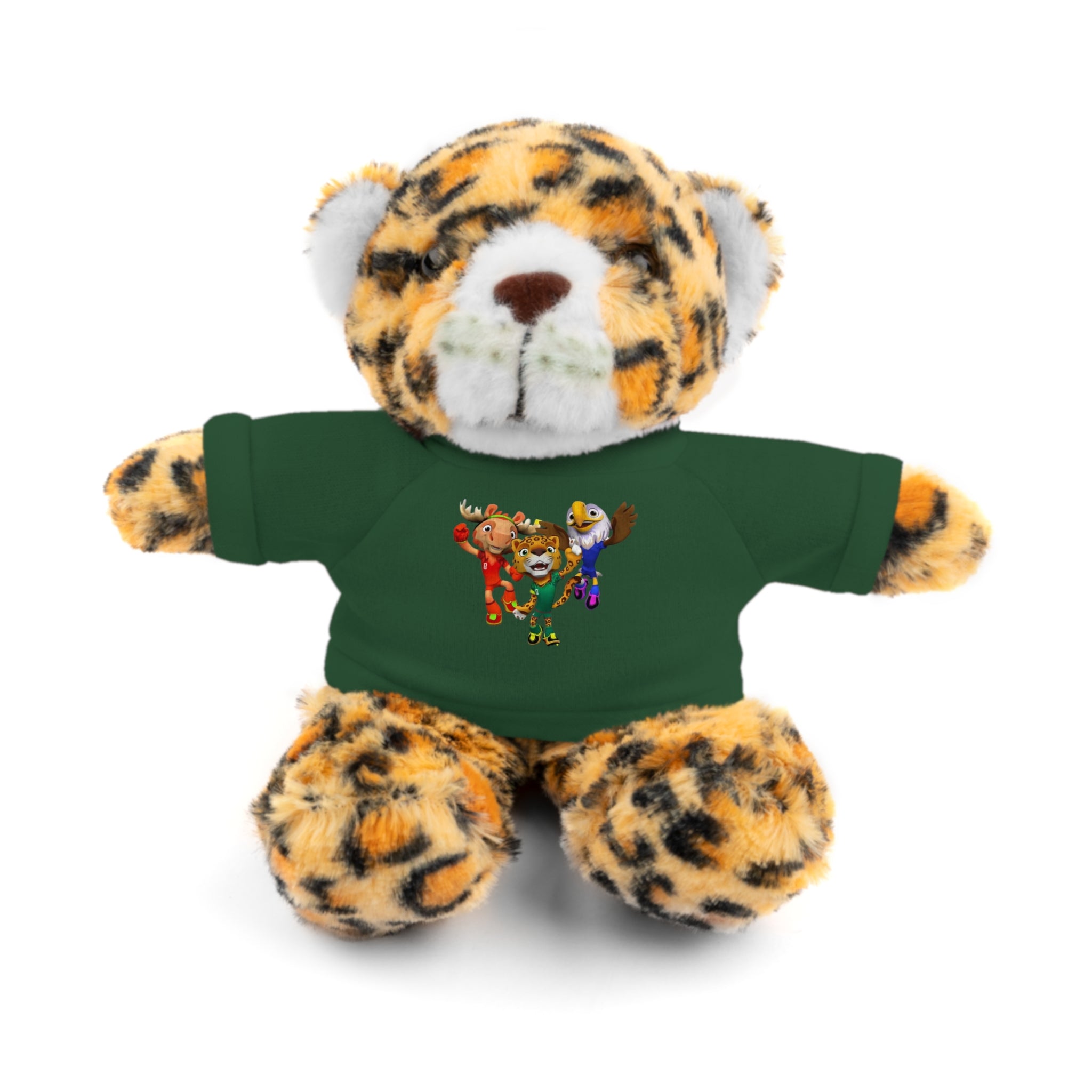 Adorable animal de peluche con camiseta personalizada, regalo tierno para niños.
