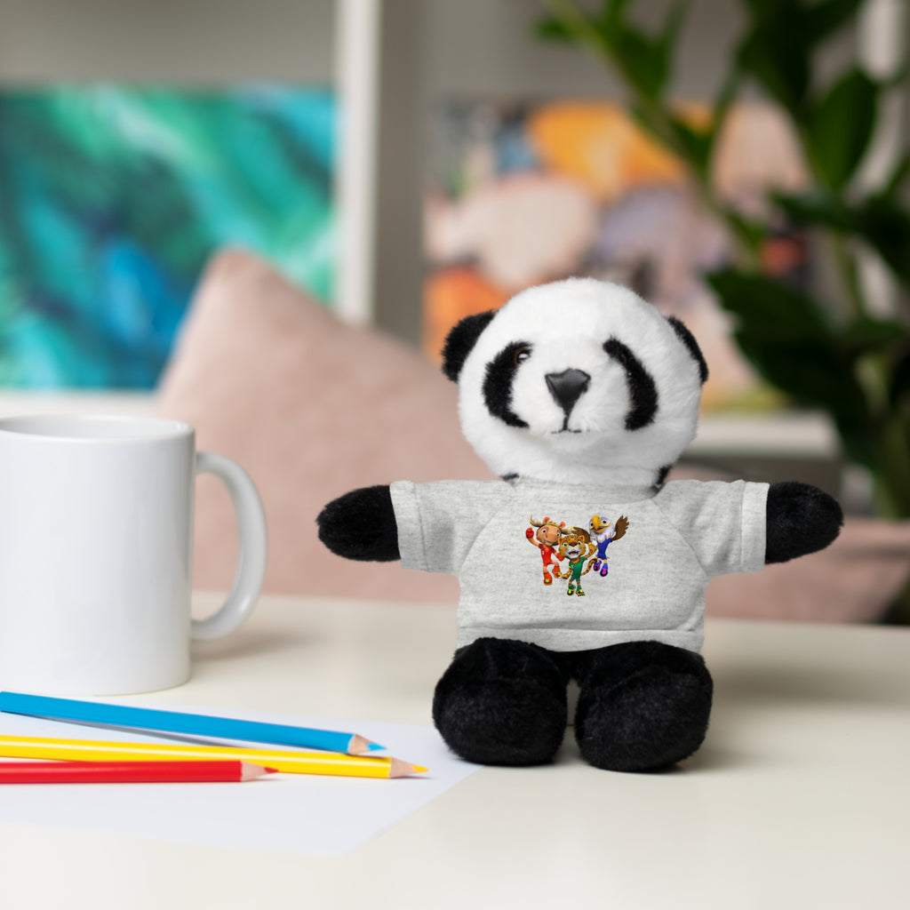 Adorable animal de peluche con camiseta personalizada, regalo tierno para niños.