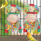 Accesorios de madera para jaula de pájaros, bola de paja.